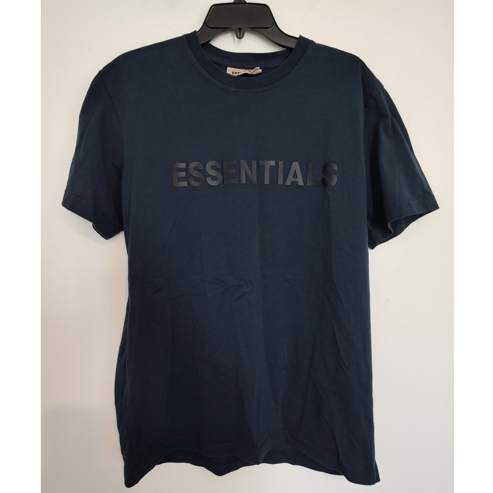 Fear of God Essentials Mens T-Shirt Navy‎ Blue Logo Graphic Tee XL RN090233
